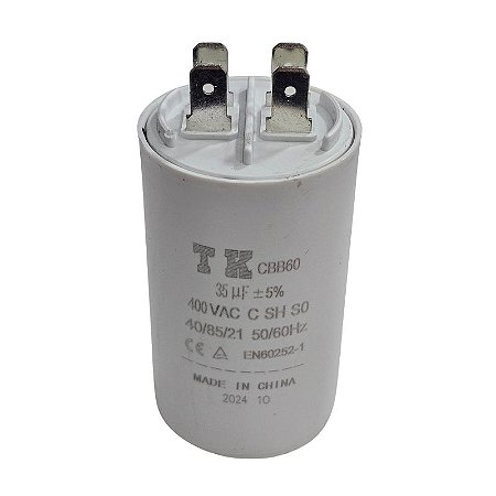 Capacitor Polipropileno 35uF x 400Vac 50/60Hz Plástico Faston Cbb60 Tk