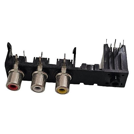 Conector Rca Triplo Para Placa Com Plug P4