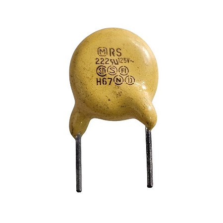 Capacitor Cerâmico 2K2 x 125V Amarelo = 222
