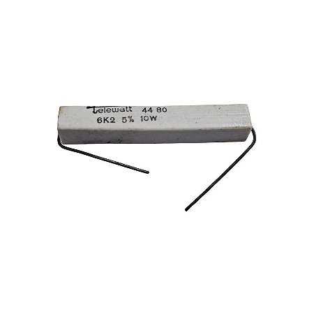 Resistor 6K2 10W 5% Axial Porcelana