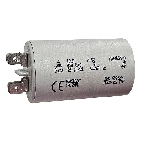 Capacitor Polipropileno 10uF x 450V Plástico Faston Epcos
