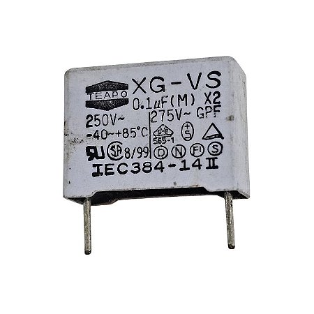 Capacitor Poliéster 100K x 275V X2 = 0,1uF 275V Teapo