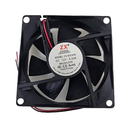 Cooler 80x80x25MM 12V 0.20A 2 Fios
