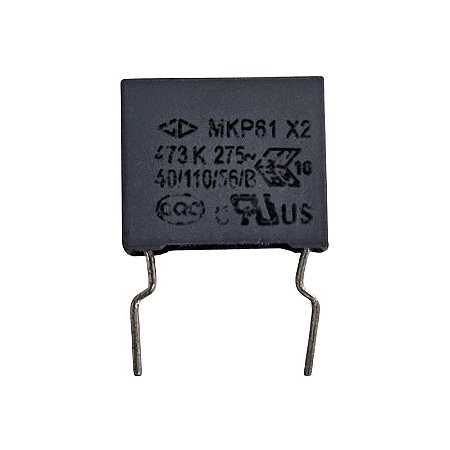 Capacitor Poliéster 47K x 275V = 473K 275V = MKP61 X2 473K 275 Cinza