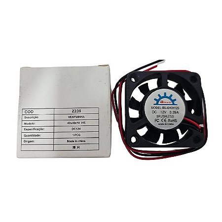 Cooler 40x40x10MM 12V 2 Fios
