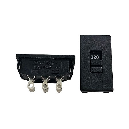 Chave HH 110V/220V 10A 120V 5A 250V Deslizante Preta 6 Terminais