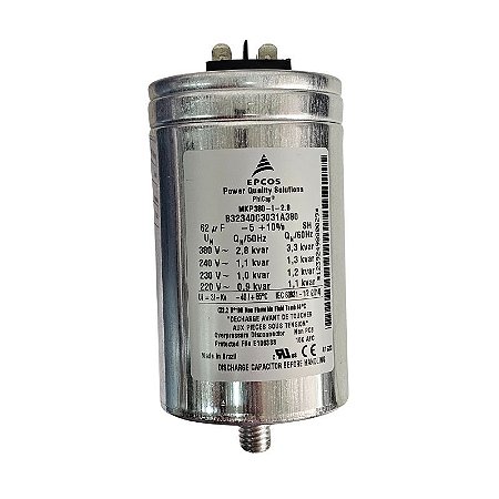 Capacitor Polipropileno 3,34KVAR x 380V = 62uF Epcos B32340C3031A380