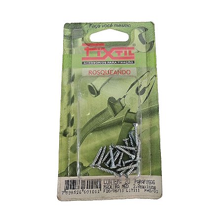 Parafuso Médio Para Madeira 2,8 x 16Mm Kit 20Pçs