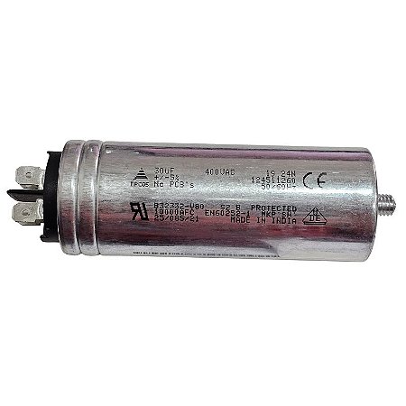 Capacitor Polipropileno 30uF x 400Vac 50/60Hz Aluminio Com Parafuso de Fixação B32332-V4306-J080 40DX103A Epcos
