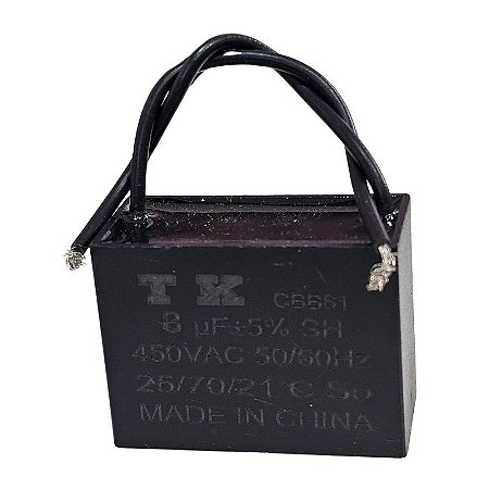 Capacitor de Ventilador 8uF x 450V 50/60Hz Fio CBB61 TK