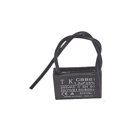 Capacitor de Ventilador 1.2uF x 250Vac +-5% 50/60Hz Fio CBB61 TK
