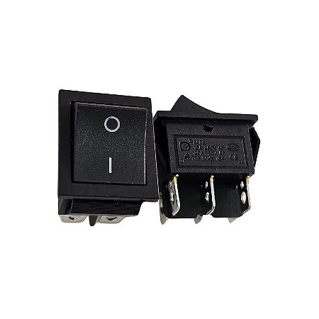 Chave Gangorra KCD4-202 12A 250V 20A 125V = KCD2 16A 250V Preta 6 Terminais