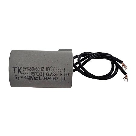 Capacitor Polipropileno 5uF x 450V 50/60Hz Plástico Fio TK