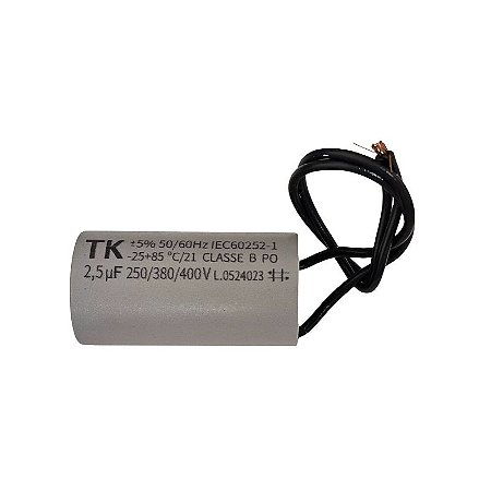 Capacitor Polipropileno 2.5uF x 250/380/400V 50/60Hz Plástico Fio TK