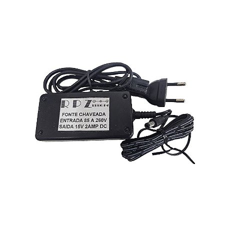 Fonte Chaveada Entrada 85 A 260V Saída 15V 2AMP Plug P4 Rpz
