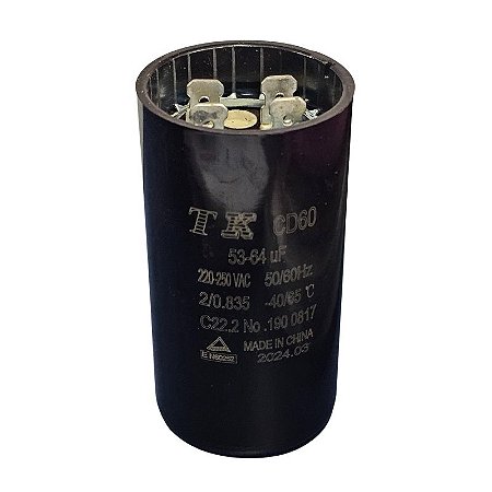 Capacitor Polipropileno 53-64uF x 220-250V 50/60HZ Plástico Faston CD60 Tk