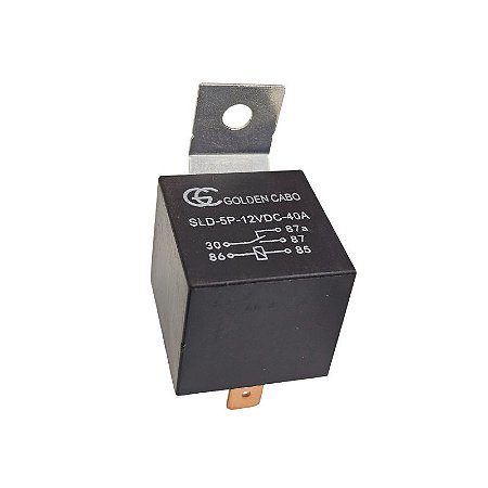 Rele SLD-5P-12VDC-40A 5 Terminais Golden Cabo