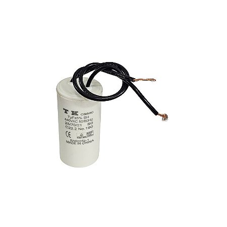 Capacitor de Partida 7uF x 440Vac 50/60Hz Plático Fio CBB60 TK 30Dx60A