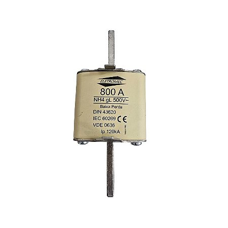 Fusível 800A 500V 120KA NH4 gL/gG Retardado Eletromec NH4 gL 500V Baixa Perda