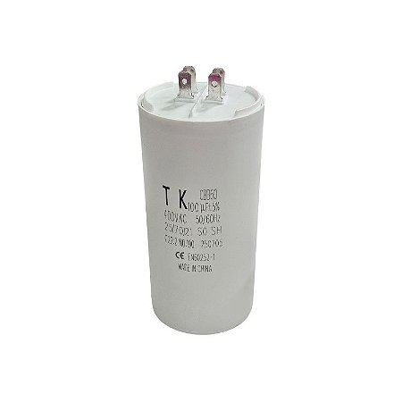 Capacitor Polipropileno 100uF x 400V 50/60HZ Plástico Faston CBB60 Tk