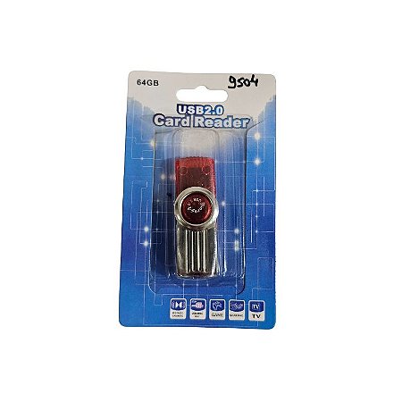 Leitor Gravador 2.0 Cartão Memória Pro Duo Sd M2 Micro Sd 64Gb Vermelho