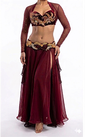 Roupa Traje Figurino para Dança Do Ventre Flavia