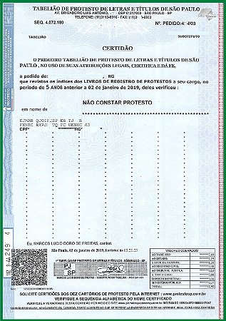 CERTIDAO DE PROTESTO