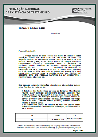 CERTIDAO NEGATIVA DE TESTAMENTO - COLEGIO NOTARIAL