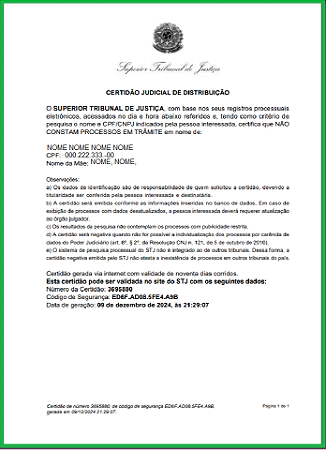 CERTIDAO DO STJ -SUPERIOR TRIBUNAL DE JUSTIÇA