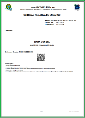 CERTIDÃO DO IBAMA - CERTIDÃO DE EMBARGOS