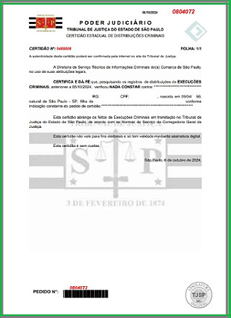 CERTIDAO NEGATIVA DE DISTRIBUIÇÃO DE AÇÕES CRIMINAIS