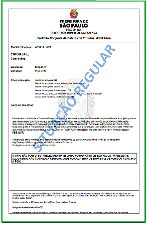 CERTIDAO CONJUNTA DE TRIBUTOS MUNICIPAIS - MOBILIARIO E IMOBILIARIO - SEFAZ