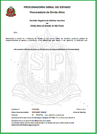 PGE - CERTIDAO DE TRIBUTOS DA PROCURADORIA GERAL DO ESTADO