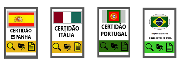 PESQUISA DE CERTIDÕES NO BRASIL, PORTUGAL, ITALIA E ESPANHA