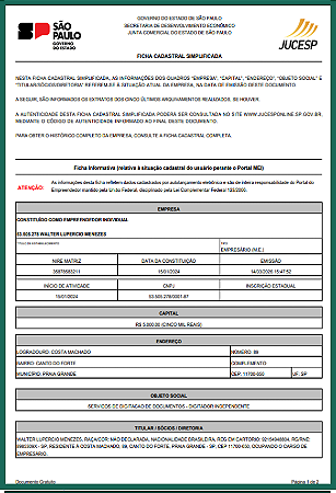 CERTIDAO DA JUNTA COMERCIAL