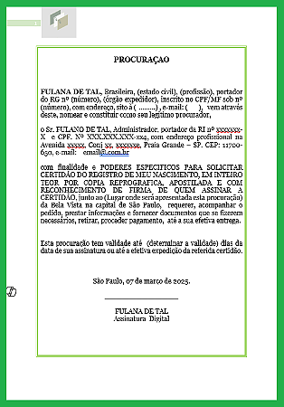 PROCURAÇÃO PARTICULAR COM ASSINATURA DIGITAL ICP BRASIL