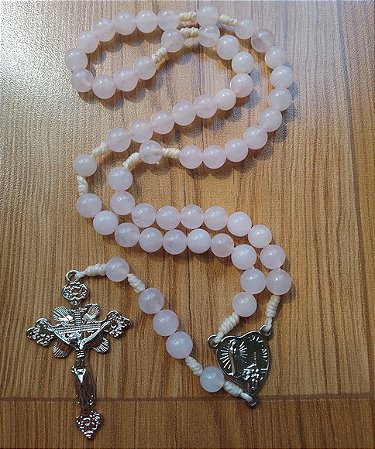 Terço Pedra Natural Quartzo Rosa