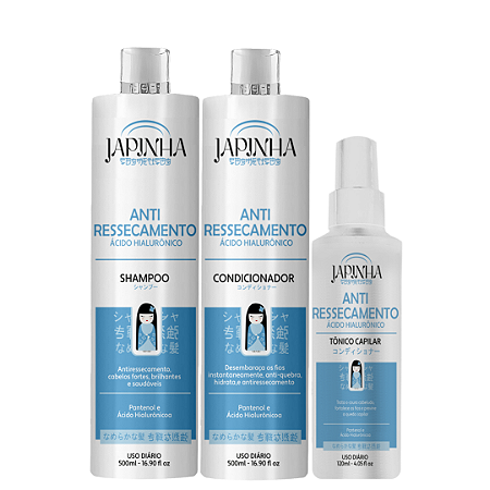 Kit Japinha Anti Ressecamento Shampoo e Condicionador + Tônico Capilar