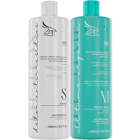 Kit Zap Shampoo Detox + Máscara All Time Organic Sem Formol 480ml