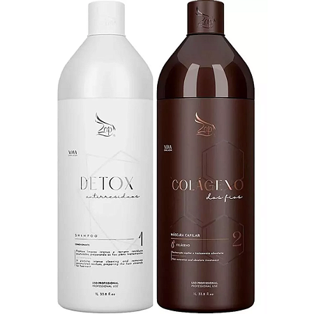 Kit Progressiva Zap Shampoo Detox + Máscara Colágeno Dos Fios 1L