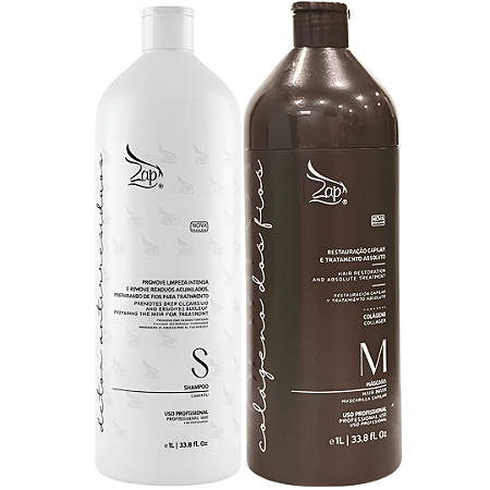 Kit Progressiva Zap Shampoo Detox + Máscara Colágeno Dos Fios 1L