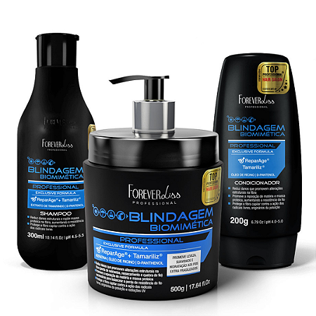 Kit Forever Liss Blindagem Shampoo + Condicionador + Máscara Biomimética