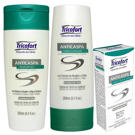 Kit Tricofort Anticaspa Shampoo e Condicionador + Tônico Capilar