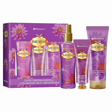 Kit Completo Phytoderm Pure Secret Body Splash 200ml + Creme Hidratante 60g + Loção Corporal 200ml