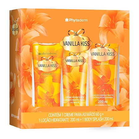 Kit Phytoderm Vanilla Kiss Body Splash + Loção Hidratante 200ml + Creme Para as Mãos Original 60g