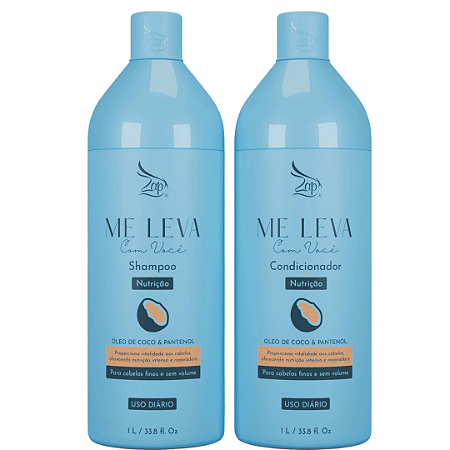 Zap Kit Me leva Shampoo e Condicionador Óleo de coco e Pantenol 1L