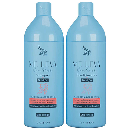 Zap Kit Me leva Shampoo e Condicionador Mandioca e Óleo de Rícino 1L
