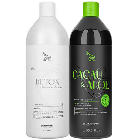 Kit Zap Shampoo Detox e Máscara Cacau E Aloe 1L