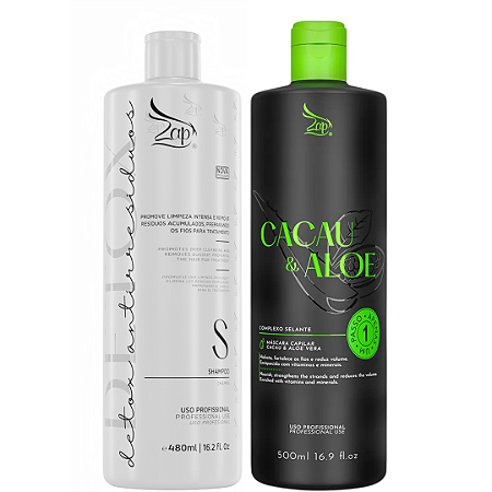 Kit Zap Shampoo Detox e Máscara Cacau E Aloe 500ml