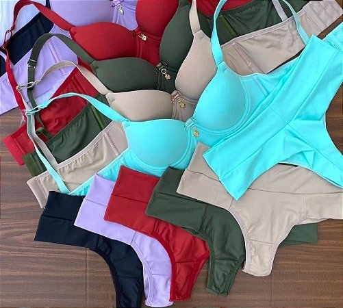 Conjunto com bojo e calcinha microfibra